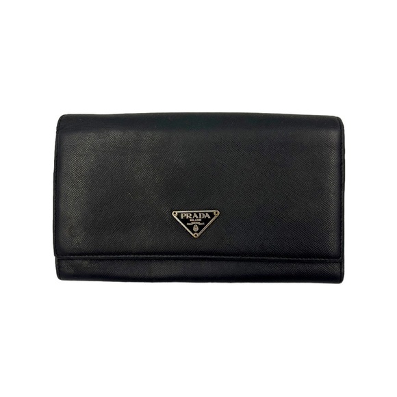 PRADA Saffino Leather Wallet XL Black - Picture 1 of 8